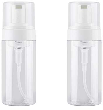 2Pcs 60ml Empty Clear Plastic Foam Dispenser Bottles Refillable Foam Pump Bottles for Facial Cleanser Hand Soap