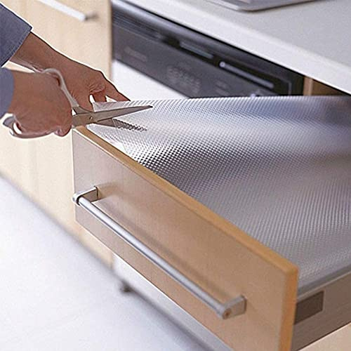 Bargain House Kitchen Drawer Liner 45CM x 1FT Non Slip Clear Dot | Waterproof EVA liner with non-slip design protects drawers, shelves and cabinets. Washable, cuttable and easy to maintain.