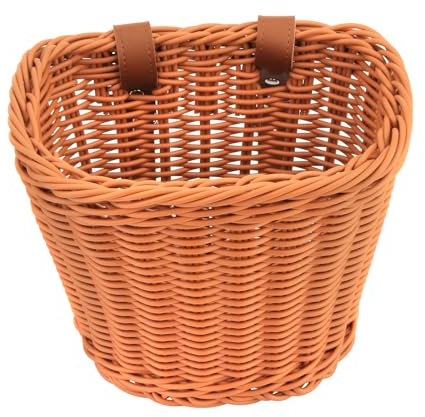 Twilight Garage Bicycle Wicker Basket for Kids Bikes, Tricycle, Scooters, Brown, Polypropylene, Handlebar Mount