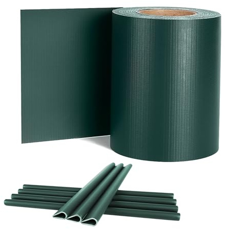 LILIIN Clôture en PVC - Bandes brise-vue - Double fil - Film de protection visuelle - 65 m x 19 cm - Avec 30 clips de fixation - Vert