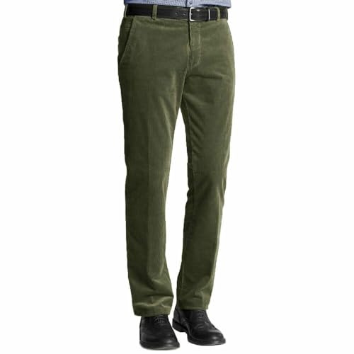 Gillicci Mens Warm Heavy Smart Formal Work Casual Plain Cord Corduroy Trousers (UK, Waist & Inseam, 36, 29, Olive Green)