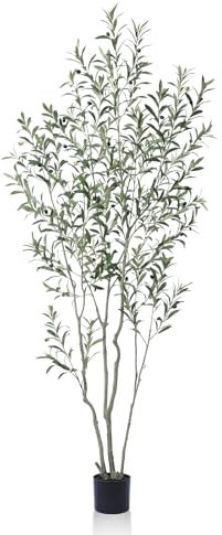 SOGUYI 210 cm Tall Artificial Olive Tree – Realistic Tropical Faux Plant for Home and Office Decor, Fake Floor Plant with Pot