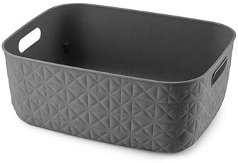 CURVER Softex Aufbewahrungskorb, 12,5 l, elegantes Design, leicht, stapelbar und praktisch, 100% recycelt, 37 x 29 x 14 cm, Grau