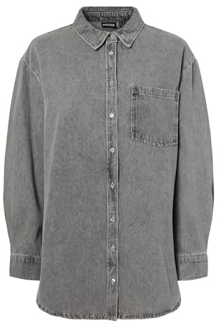 Pieces Camicia in Jeans da Donna PCMAISIE, Grigio Denim., XS