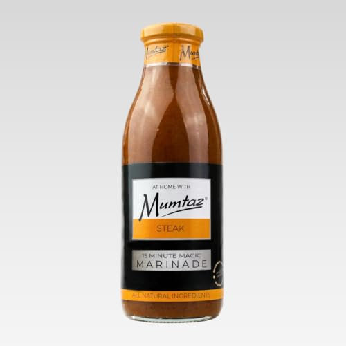 Mumtaz STEAK Marinade Sauce 500g, 15 Minute Magic Marinade, Medium Spiced, BBQ-Grill-Roast-Stir or Air fry, All Natural Ingredients, Gluten Free, Vegan Friendly (500g (Pack of 1), Steak)