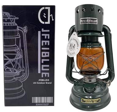 CAMPGEEKS Lampe à pétrole, lampe à kérosène, lanterne de camping en plein air, lanterne à combustible, vert militaire, coupe-vent, 16 heures de combustion, vert foncé