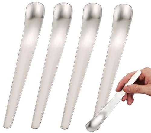 Set di cucchiai per latte macchiato, 5 pezzi, manico lungo 19,5 cm, cucchiaio lungo in acciaio inox, ideale per caffè freddo, tè freddo, frappè, gelato