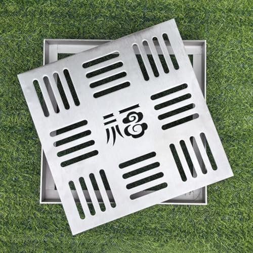 Canaleta Desague con Rejilla Rejilla Cuadrada de Acero Inoxidable para Alcantarillado, Cubierta de Drenaje Interior y Exterior para Baños de Patio, Rejilla de Drenaje de Zanja para Canaletas de Lluvia