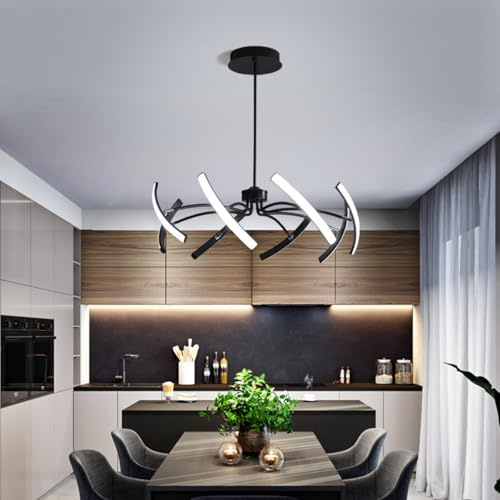 LSYPY Moderner LED Kronleuchter dimmbar wohnzimmer hängeleuchte, led hängeleuchte esstisch、Goldener Kronleuchter - verformbar esstischlampe hängend (schwarz, 8 Köpfe)