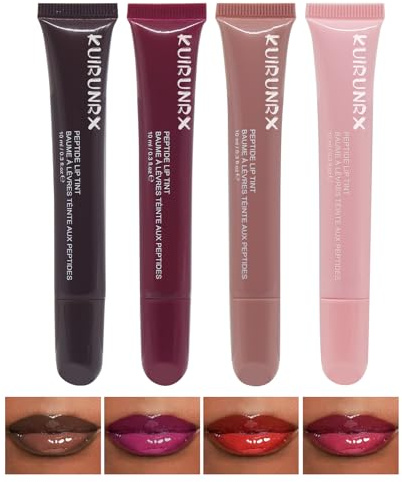KUIRUNRX® Barra de labios de textura cremosa, Brillo de Labios Hidratante, Maquillaje Labial, Para un Glamour Duradero, Una Textura Suave y Brillante, Unos Labios Hidratados y con Color(4PCS)