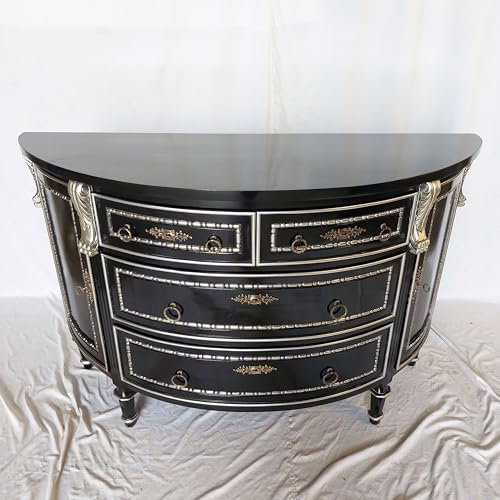 Kunibert antik kunglig Louis XIV. Louises barock rokoko stilmöbel byrå skänk byråskåp skänk färg: svart med silverbredd 138 cm