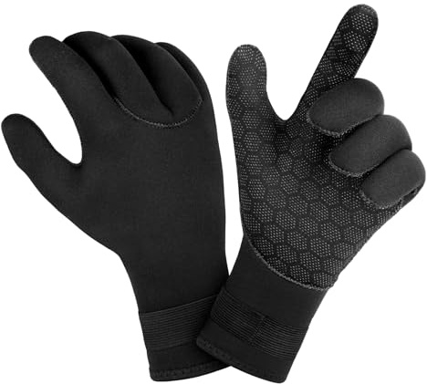 AOOSA 3mm Wetsuit Gloves, Thermal Anti-slip Neoprene Gloves Swimming with Adjustable Wrist Strap, Flexible Diving Gloves Swim Gloves for Surfing, Scuba Diving, Snorkeling, Paddling, Kayaking, XL