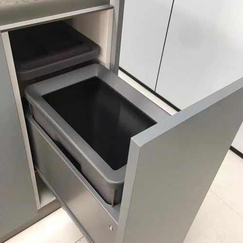SanzIa Cubo de Basura Extraíble 30L para Bajo Mueble Cocina Mostrador/Fregadero, Cubos de Basura de Deslizamiento Suave Enganchados a la Puerta Cubos Extraíbles Fáciles de Limpiar