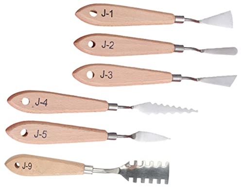 DIYEAH 6piezas Espátulas Inoxidable Unidades Herramientas Pintura Pigmentos Ergonómico Mango