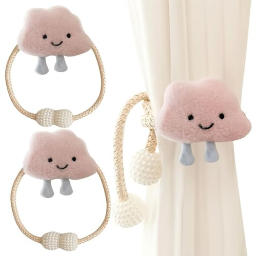 NHQZ Fermatenda Magnetiche,Fascette Magnetici per Tende, Clip Tende con Perla,Nuvole, 2 pezzo