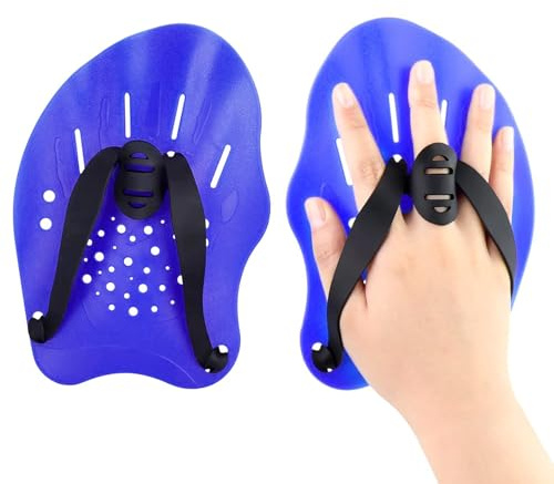 SHENGYIG Elite Swimming Finger Paddles - Professional Swim Training Paddles for Adults, Teens & Kids - Blue Swim Hand Paddles for Competitive Swim Workouts, Strokes & Technique Improvement