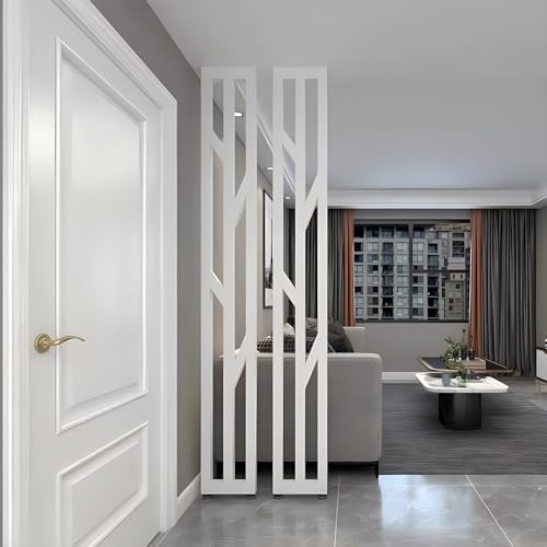 Cloison de séparation décorative amovible à 2 panneaux pour salle à manger, salle de réunion et bibliothèque – 60 cm de largeur, 60 cm de hauteur, élégante cloison blanche.