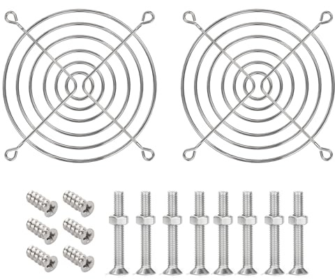 92mm Stainless Steel Fan Grills with Screw for 80mm Fans PC Fan Protection (2 Pack)