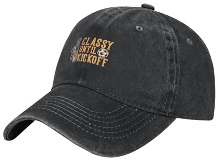 Classy Until Kickoff Baseball Cap for Women Men 100% Cotton Adjustable Vintage Dad Hat Golf Hat Black