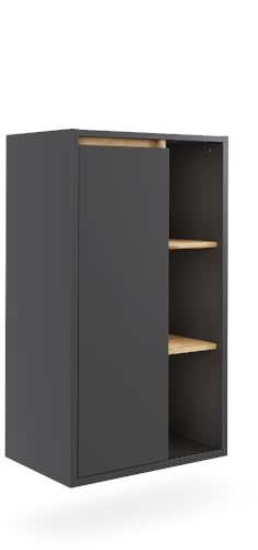 Vicco Midischrank Viola, Grau/Artisan, 50 x 86 cm | mit offenen Regalen, zur Wandmontage geeignet und kombinierbar mit Viola-Serie