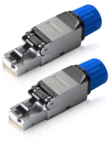 LUMOOM 2 conectores RJ45 CAT7, sin herramientas, apantallado, 10 Gbps y 600 MHz, con tecnología LSA para cables de instalación, montaje en campo, contactos de cobre y oro, TIA568A/B, 2 unidades