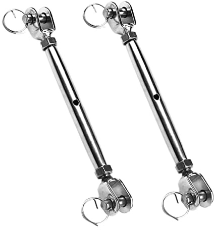 LIFKOME 2pcs Stainless Steel Closed Body Turnbuckle Bolt for Wire Rope Cable Heavy Duty Rigging Screw Grade Jaw and Eye Design