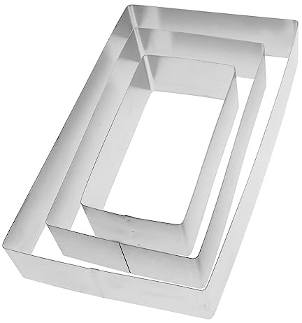 Gatuida Anillo de Mousse Rectangular de Acero Inoxidable 3 Piezas