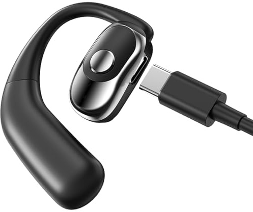 Oreillette mono mains libres sans fil Bluetooth 5.4 avec 30 heures de temps de conversation, écouteurs mains libres ENC avec suppression du bruit, crochet gauche/droite pour conducteurs/bureau/réunion