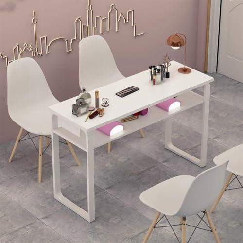 PA-DABAOO Nagelbord Manikyrbord, Professionellt nagelbord för salong, Dubbelskiktad nagelbordsstation med metallram, Kompakt nagelstation, Förtjockad platta, Stabil och skakfri,80cm