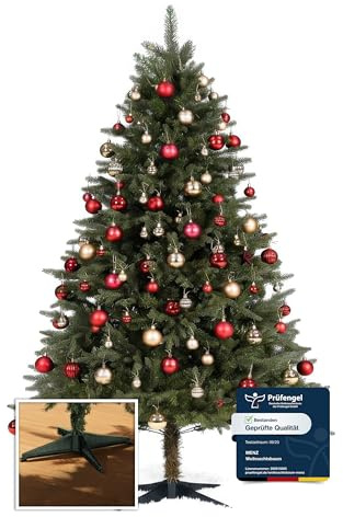 Menz Weihnachtsbaum mit 100 Weihnachtskugeln GRÜN 180cm PVC 1x – Hochwertiger künstlicher Weihnachtsbaum, perfekte Weihnachtsbaum Deko für Wohnung, umweltfreundlich & wiederverwendbar