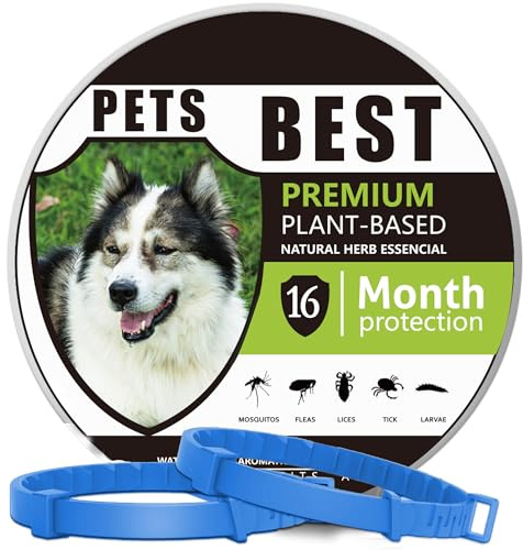 2 Pcs Dog Repellent Collar, Dog Repellent Treatment Collars, Adjustable Waterproof Collar for Dog, One Size Fits All Breeds, 16 Months Protection (Blue, General)