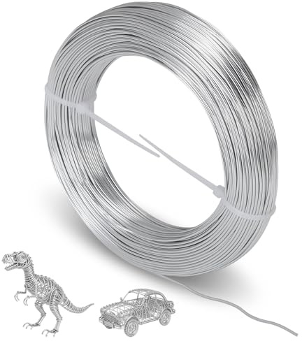 Basteldraht 1mm Draht 50m Schmuckdraht Silber Biegsamer Schmuckdraht | Basteldraht Dünn Aludraht Draht zum Basteln für DIY Modellierung Schmuckherstellung Skulpturen Bonsai Weben Heimdeko