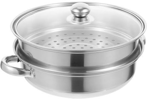 EXAOMBLE Olla Vaporera de Acero Inoxidable 28 Cm de Doble Capa, Utensilio Multifuncional para Cocinar al Vapor Verduras y Alimentos, Vaporera Transpirable para Uso Doméstico y Profesional