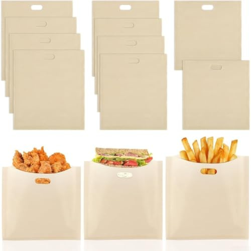 Lot de 10 sacs de cuisson en fibre de verre revêtus de PTFE pour toast, pain, sandwich, réchauffage, cuisson et grillades