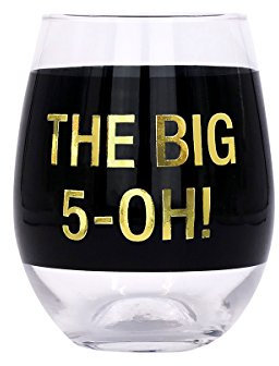 About Face Designs 123056 The Big 5-Oh Calice da vino senza stelo, 453,6 g, trasparente