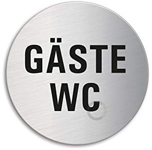 Türschild Schild Gäste WC Edelstahl Ø 60 mm selbstklebend Nr.7111