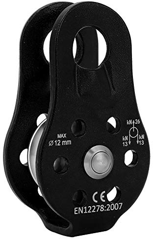 MAGT Polea De Escalada - Poleas Escalada Polea Escalada Polea De Rescate Simple De Aleación De Aluminio 26kn Equipo De Escalada Negro para Transporte De Escalada De Acarreo