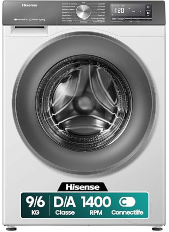 Hisense WD3S9043BW7 Lavasciuga 9 + 6 Kg, 1400 Rpm, 15 Programmi Automatici, Vapore, Motore Inverter, Classe Energetica A-30%/D, Display Led, Grigio, WiFi