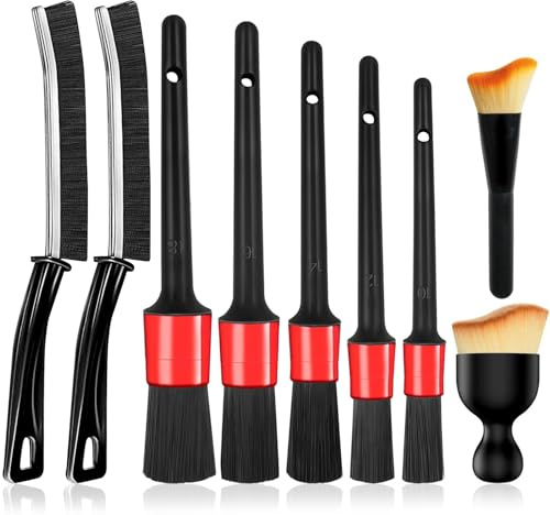 Sunshine smile 9 Stück Auto Reinigungspinsel Detailing Pinsel Auto Innenraum Reiniger Bürste Set Auto-Fugenreinigungsbürste Staubpinsel Auto Detailing Bürsten für Autopflege Innenraum und Außenraum