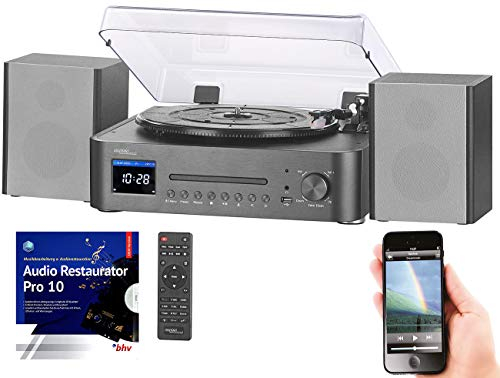 auvisio Mediaplayer: Digitale HiFi-Anlage & Digitalisierer, Internet- & DAB+Radio, Software (HiFi Anlage mit Plattenspieler, Plattenspieler mit Verstärker, Platten digitalisieren)
