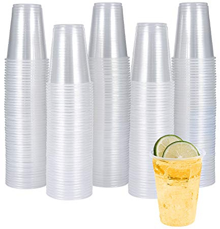 Turbo Bee 7oz Plastic Cups 300 Pack， Disposable Clear Party Cups for Home, School, Office & Events | Small Transparent Tumblers for Drinks, Samples & Commercial Use