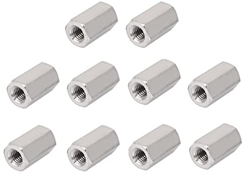 TERF® M8 (8 mm) x 24 mm lange Sechskant-Kupplungsmutter mit Innengewinde, Stangenverbindung, Sechskant-Tiefmutter für Zuhause, Büro, Werkstatt, Industrie, Bauer und Mehrzweckgebrauch – 10 Stück