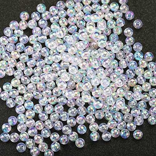 HERZWILD 2000 Stück rund AB Kunststoffperlen 6mm acrylic perlen für Schmuckherstellung (white round 0.6)