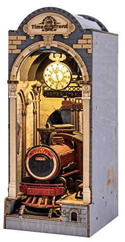 Rolife DIY Book Nook Kits 3D Wooden Puzzle Model Kits for Bookshelf Bookends Decor with Furniture and Accessories (Time Travel)