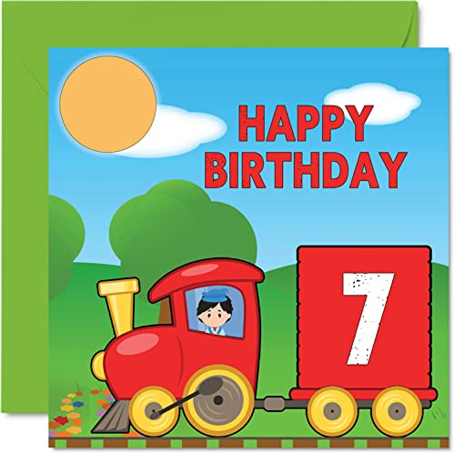 Carte d'anniversaire 7e anniversaire unisexe, Train