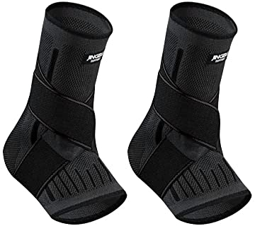LQSCJS 1 paire de chevillère réglable pour homme et femme - Bandage de cheville - Chevillère - Pour le sport - Douleurs articulaires (Noir)