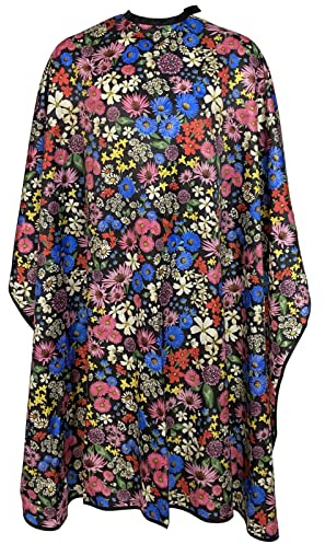 Pelocapa,Salon Cape for Women,Hair Cutting Cape with Snaps,Professional Large Barber Stylist Hairdresser Cape,Waterproof & Light Weight & Machine Washable- 63”× 56”(Flowers)