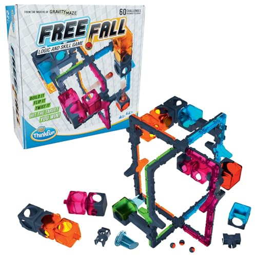 ThinkFun - 76548 - Free Fall - Schwerkraft auf einem neuen Level! Logikspiel für Mädchen und Jungen ab 8 Jahren. Von den Machern von Gravity Maze.