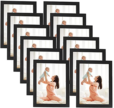 RLAVBL Magnetrahmen 13x18 CM 12er Set, Bilderrahmen Schwarz mit selbstklebender Rückseite für Fenster, Wände, Kühlschränke für Anzeigen, Notizen und Drucke