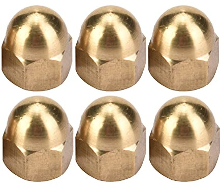 Eujgoov 20Pcs Kit de Tuercas de Sombrerete M6 de Latón, Juego de Tuercas Hexagonales y Tuerca Ciega para Fijación Segura